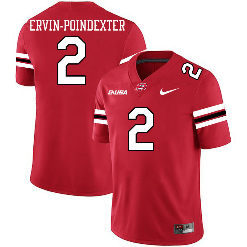 Western Kentucky Hilltoppers #2 Davion Ervin-Poindexter College Football Jerseys Stitched Sale-Red